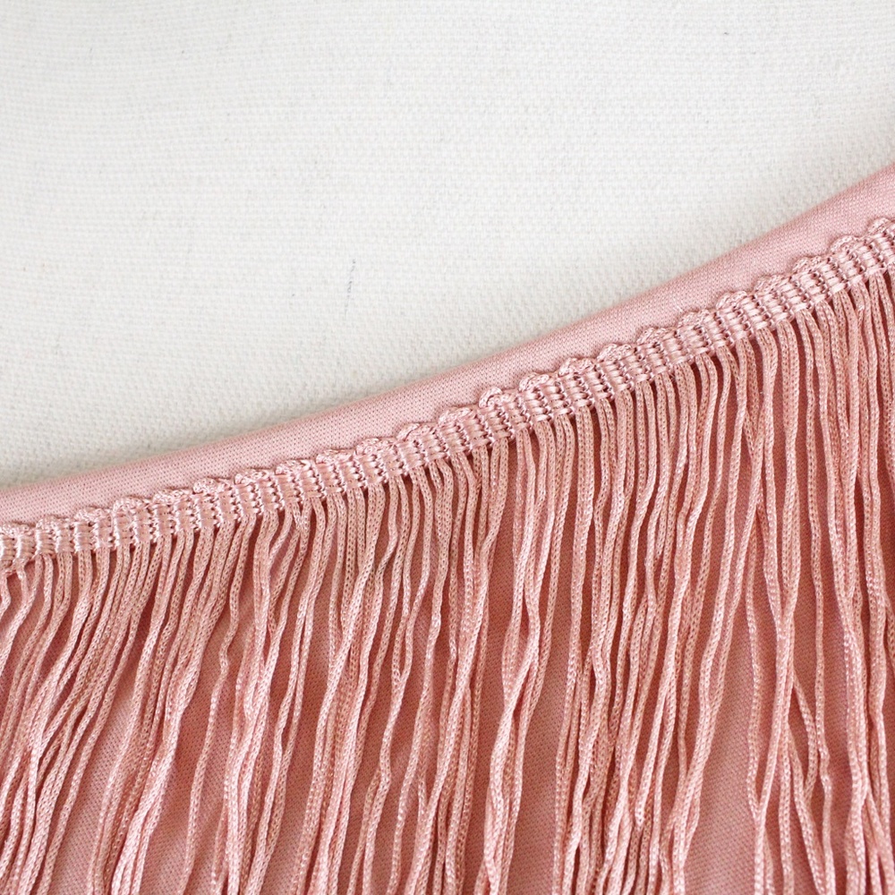 One Shoulder Tiered Fringe Bodycon Dress Pink - Picture 8 of 8